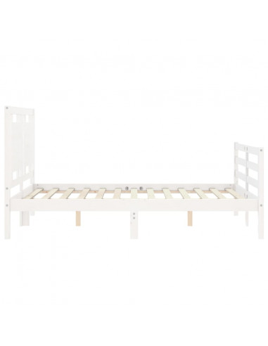 Giroletto con Testiera Bianco 140x190 cm in Legno Massello