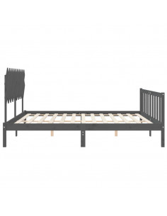 Giroletto con Testiera Grigio 200x200 cm in Legno Massello 2