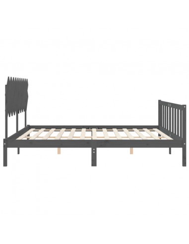 Giroletto con Testiera Grigio 200x200 cm in Legno Massello