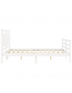 Giroletto con Testiera Bianco 160x200 cm Legno Massello 2