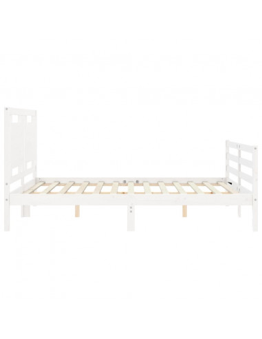 Giroletto con Testiera Bianco 160x200 cm Legno Massello