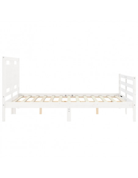 Giroletto con Testiera Bianco 160x200 cm Legno Massello