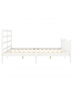 Giroletto con Testiera Bianco 200x200 cm in Legno Massello 2