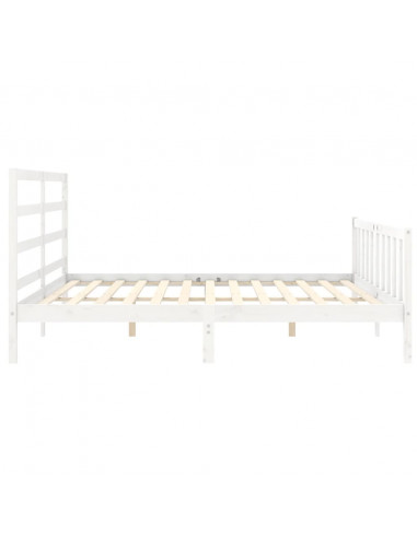 Giroletto con Testiera Bianco 200x200 cm in Legno Massello