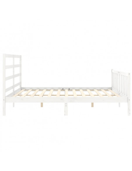 Giroletto con Testiera Bianco 200x200 cm in Legno Massello