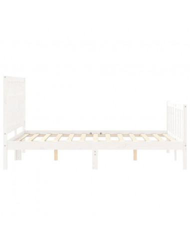 Giroletto con Testiera Bianco 140x190 cm in Legno Massello