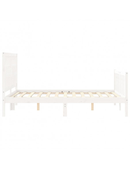 Giroletto con Testiera Bianco 140x190 cm in Legno Massello