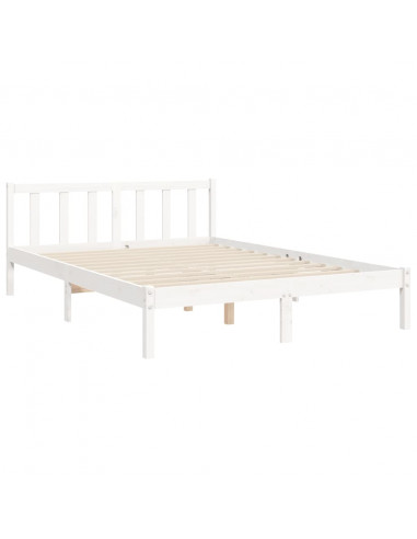 Giroletto con Testiera Bianco 140x190 cm in Legno Massello