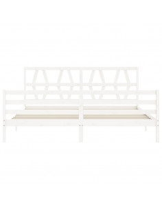 Giroletto con Testiera Bianco 200x200 cm in Legno Massello 2