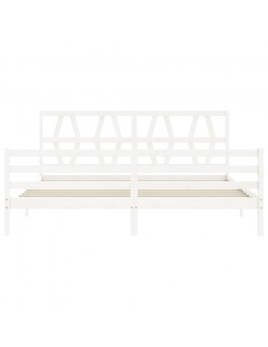 Giroletto con Testiera Bianco 200x200 cm in Legno Massello