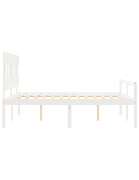 Letto per Anziani con Testiera Bianco King Legno Massello