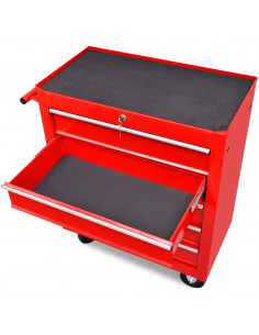 Carrello Portautensili con 5 Cassetti Rosso per Garage 2