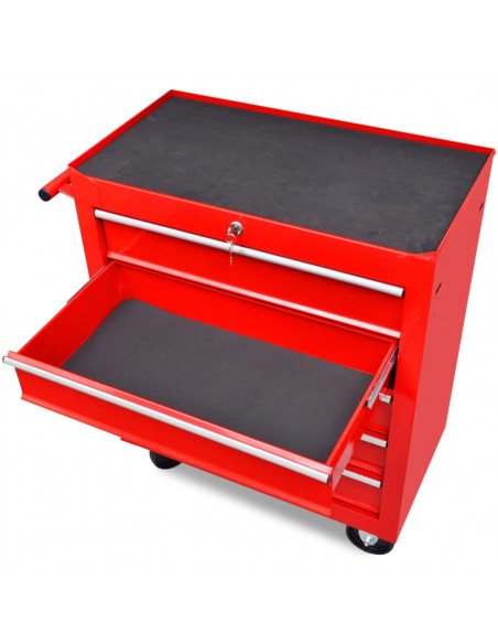 Carrello Portautensili con 5 Cassetti Rosso per Garage
