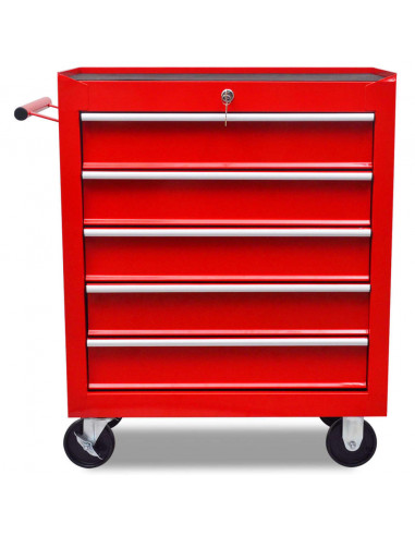 Carrello Portautensili con 5 Cassetti Rosso per Garage