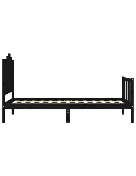 Giroletto con Testiera Nero 100x200 cm in Legno Massello