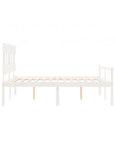 Letto per Anziani con Testiera Bianco 160x200 cm Legno Massello