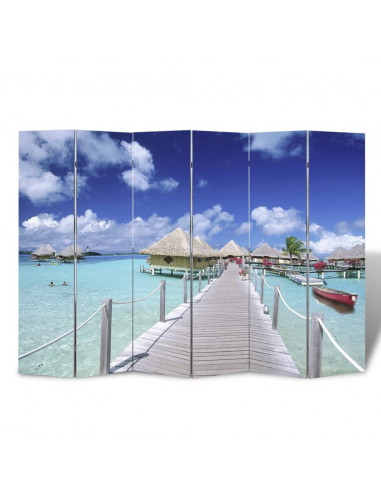 Paravento Pieghevole 217x170 cm con Stampa Spiaggia