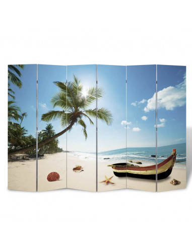 Paravento Pieghevole 217x170 cm con Stampa Spiaggia