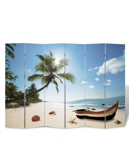 Paravento Pieghevole 217x170 cm con Stampa Spiaggia