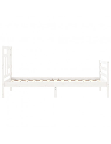 Giroletto con Testiera Bianco 90x200 cm in Legno Massello