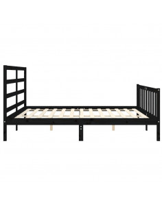 Giroletto con Testiera Nero 200x200 cm in Legno Massello 2