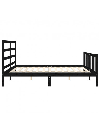 Giroletto con Testiera Nero 200x200 cm in Legno Massello