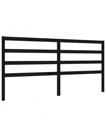 Giroletto con Testiera Nero 200x200 cm in Legno Massello