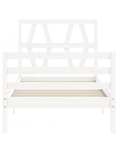 Giroletto con Testiera Bianco Single in Legno Massello