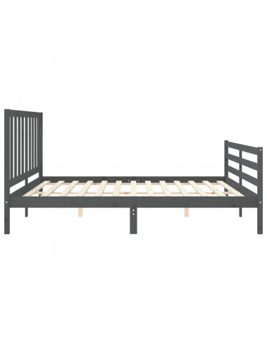 Giroletto con Testiera Grigio 200x200 cm in Legno Massello