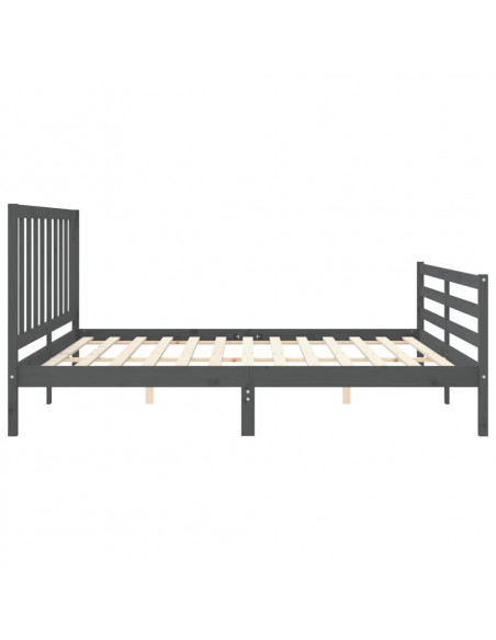 Giroletto con Testiera Grigio 200x200 cm in Legno Massello
