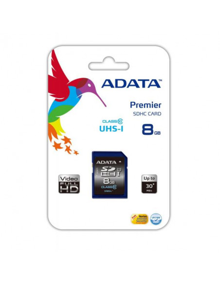 ADATA  8GB SDHC ASDH8GUICL10-R Premier 10 30/10 MB/s Classe 10