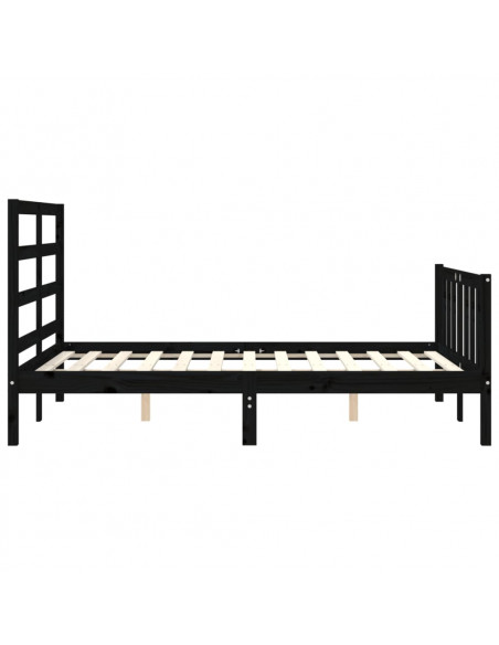 Giroletto con Testiera Nero 140x190 cm in Legno Massello