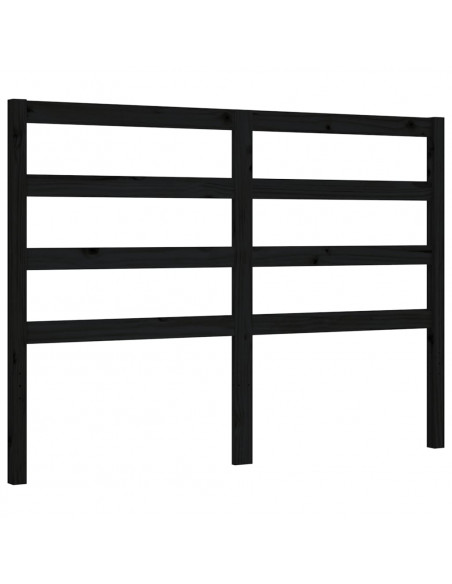Giroletto con Testiera Nero 140x190 cm in Legno Massello