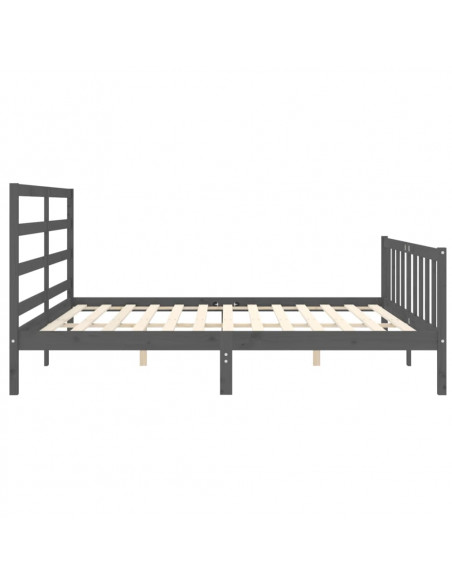 Giroletto con Testiera Grigio 200x200 cm in Legno Massello