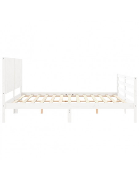 Giroletto con Testiera Bianco 200x200 cm in Legno Massello