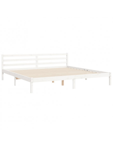 Giroletto con Testiera Bianco 200x200 cm in Legno Massello
