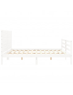 Giroletto con Testiera Bianco 200x200 cm in Legno Massello 2