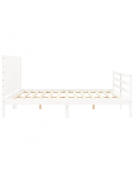 Giroletto con Testiera Bianco 200x200 cm in Legno Massello