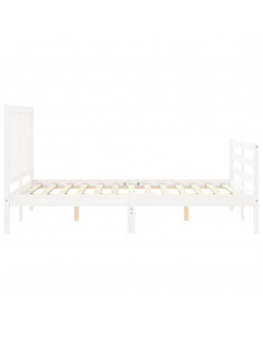 Giroletto con Testiera Bianco 140x200 cm in Legno Massello 2