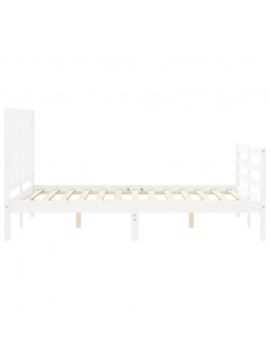 Giroletto con Testiera Bianco 140x200 cm in Legno Massello