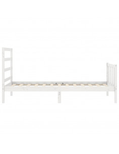 Giroletto con Testiera Bianco 90x200 cm in Legno Massello 2