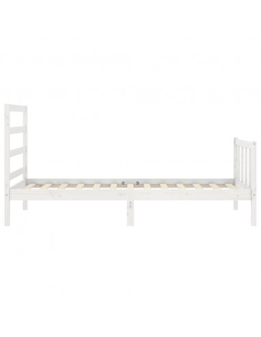 Giroletto con Testiera Bianco 90x200 cm in Legno Massello