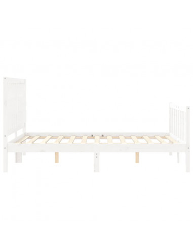 Giroletto con Testiera Bianco 120x200 cm in Legno Massello