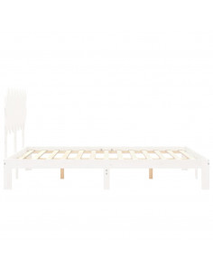 Giroletto con Testiera Bianco 140x190 cm in Legno Massello 2