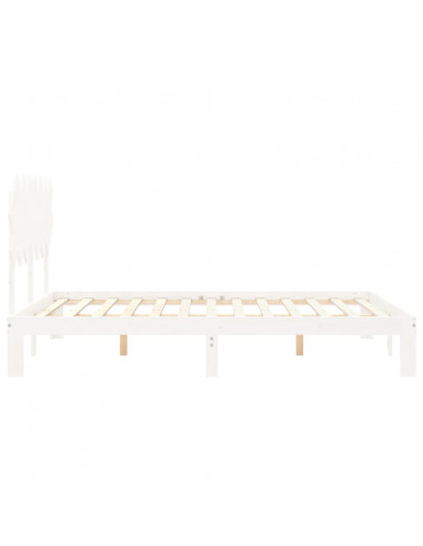 Giroletto con Testiera Bianco 140x190 cm in Legno Massello