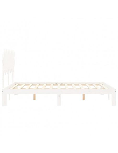 Giroletto con Testiera Bianco 140x190 cm in Legno Massello