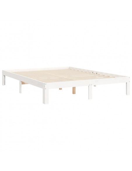 Giroletto con Testiera Bianco 140x190 cm in Legno Massello
