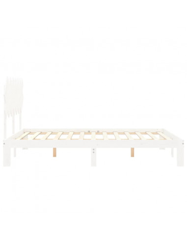 Giroletto con Testiera Bianco 140x200 cm in Legno Massello