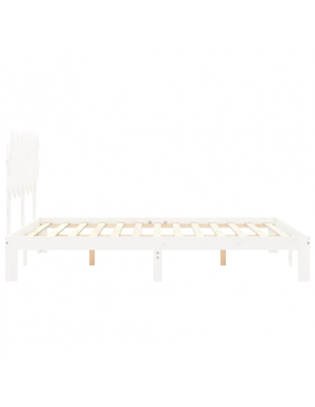 Giroletto con Testiera Bianco 140x200 cm in Legno Massello
