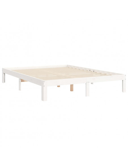 Giroletto con Testiera Bianco 140x200 cm in Legno Massello